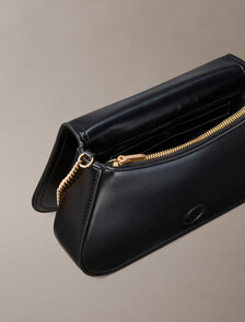 Curved Wallet with Chain Strap, Black, hi-res