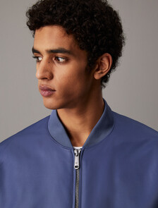 Padded Nylon Bomber Jacket, Vintage Indigo, hi-res
