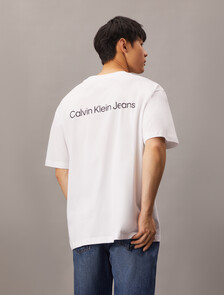 Back Logo Print Regular Cotton Tee, Brilliant White, hi-res
