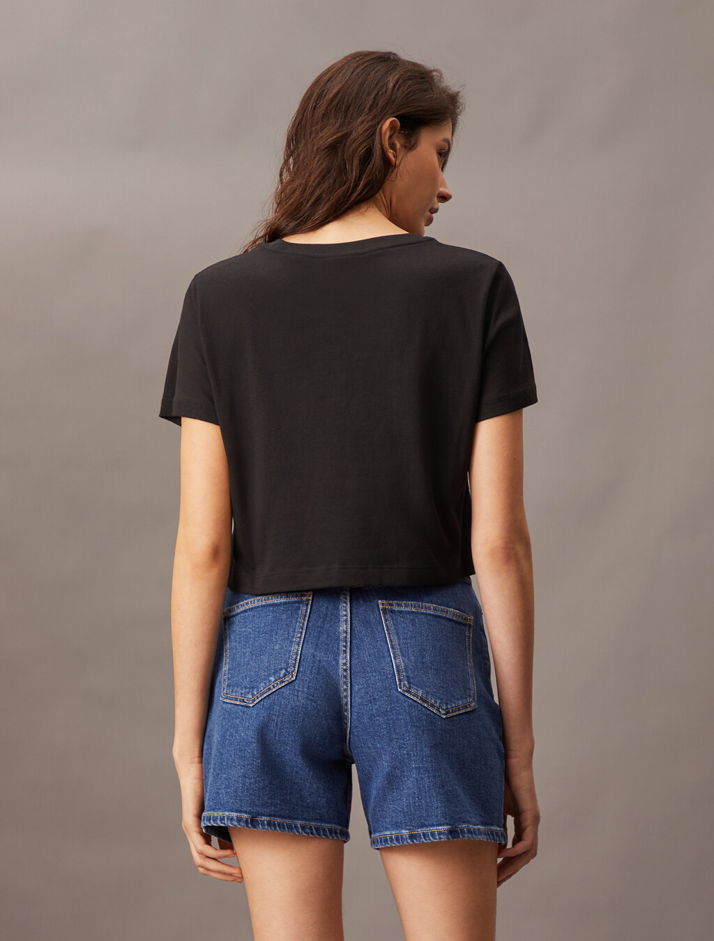 CK Monogram Cropped Tee, CK BLACK, hi-res