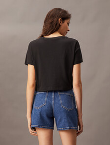 CK Monogram Cropped Tee, CK BLACK, hi-res