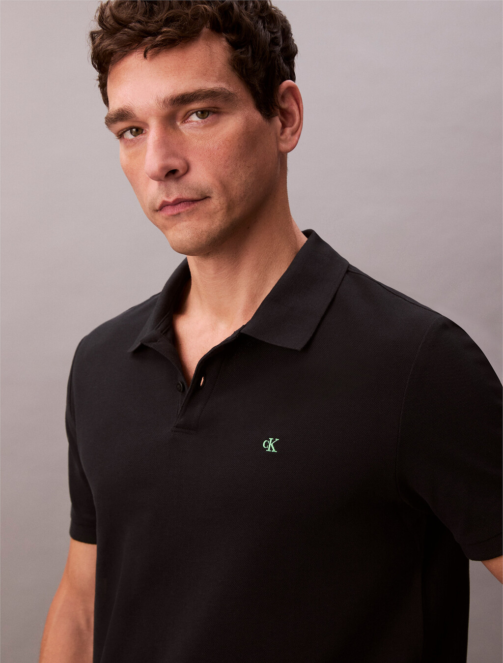 Cotton Piqué Polo Shirt, Black, hi-res