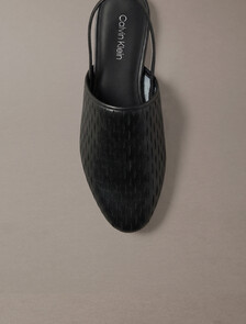 Leather Slingback Mules, Triple Black, hi-res
