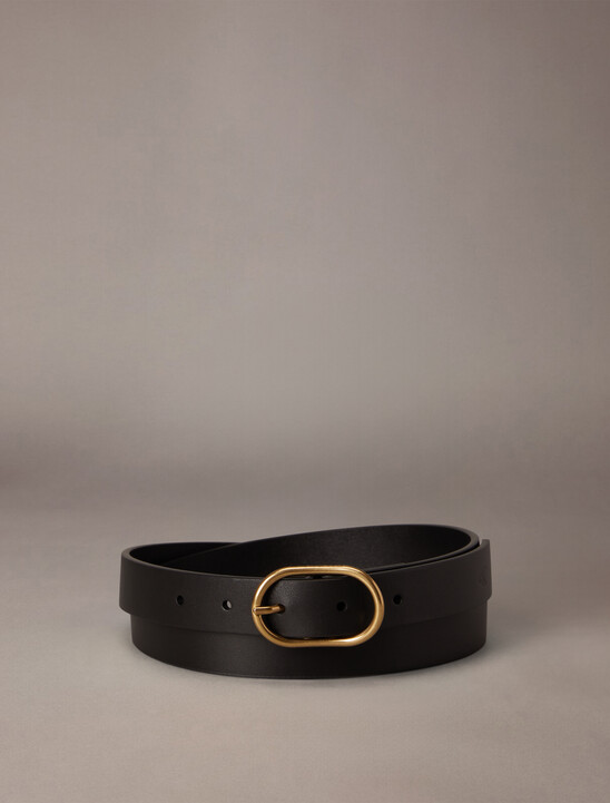 Oval Pin Buckle Leather Belt