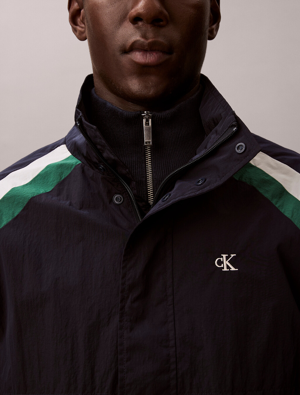 Colour Block Nylon Track Jacket, Miami Green, hi-res