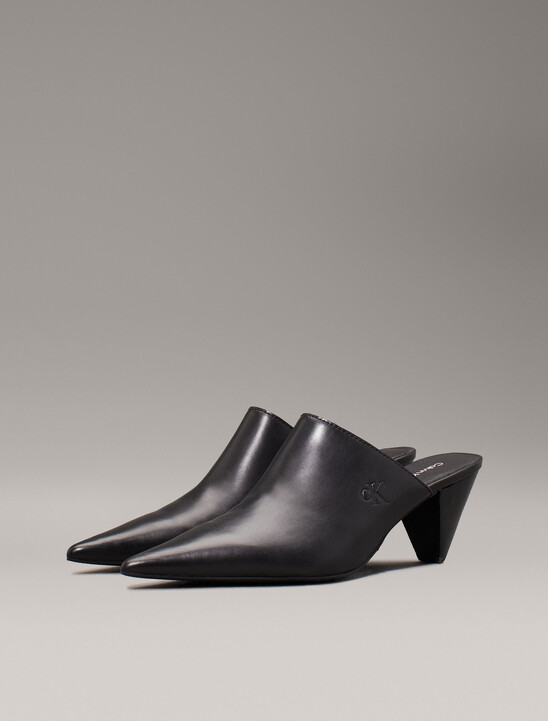 Leather Cone Heel Mules