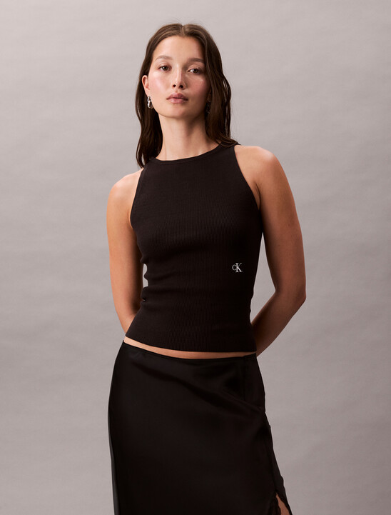 Tie Back Lyocell Rib Knit Tank Top