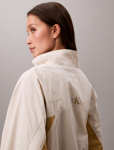 Cropped Colour Block Nylon Jacket, Chalk / Antelope, hi-res