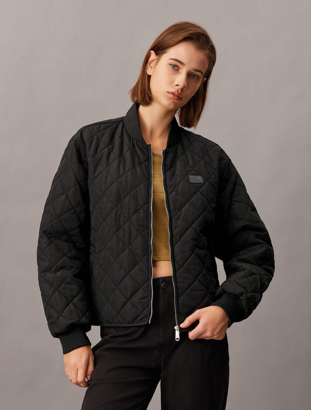 Relaxed Quilted Bomber Jacket, Ck Black, hi-res