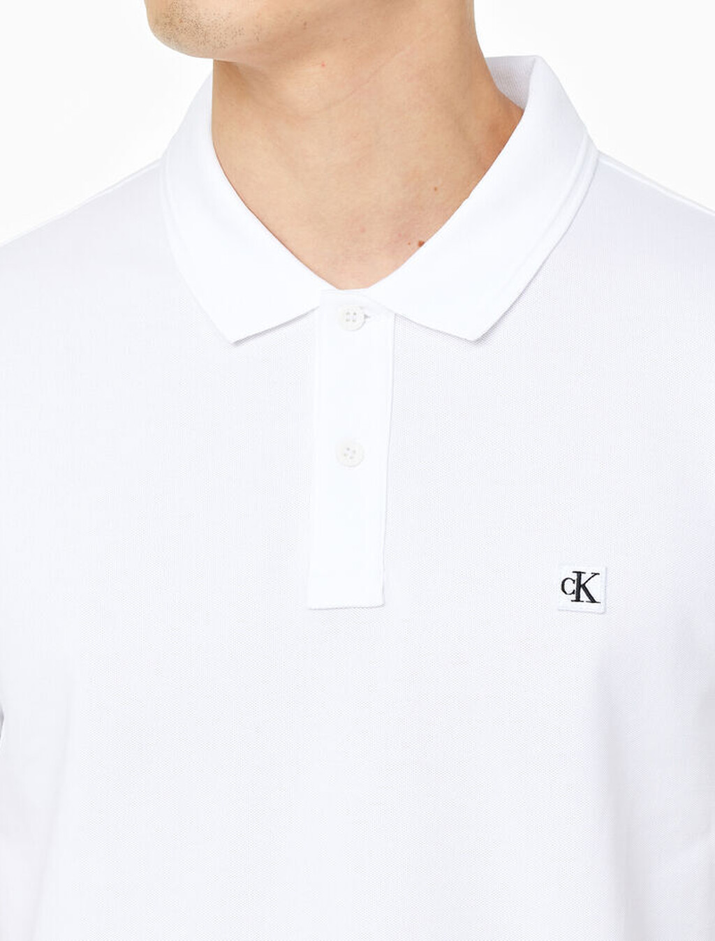 CK Logo Badge Slim Polo Shirt, Bright White, hi-res