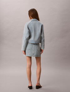 Logo Tape Denim Mini Skirt, FRESH WATER, hi-res