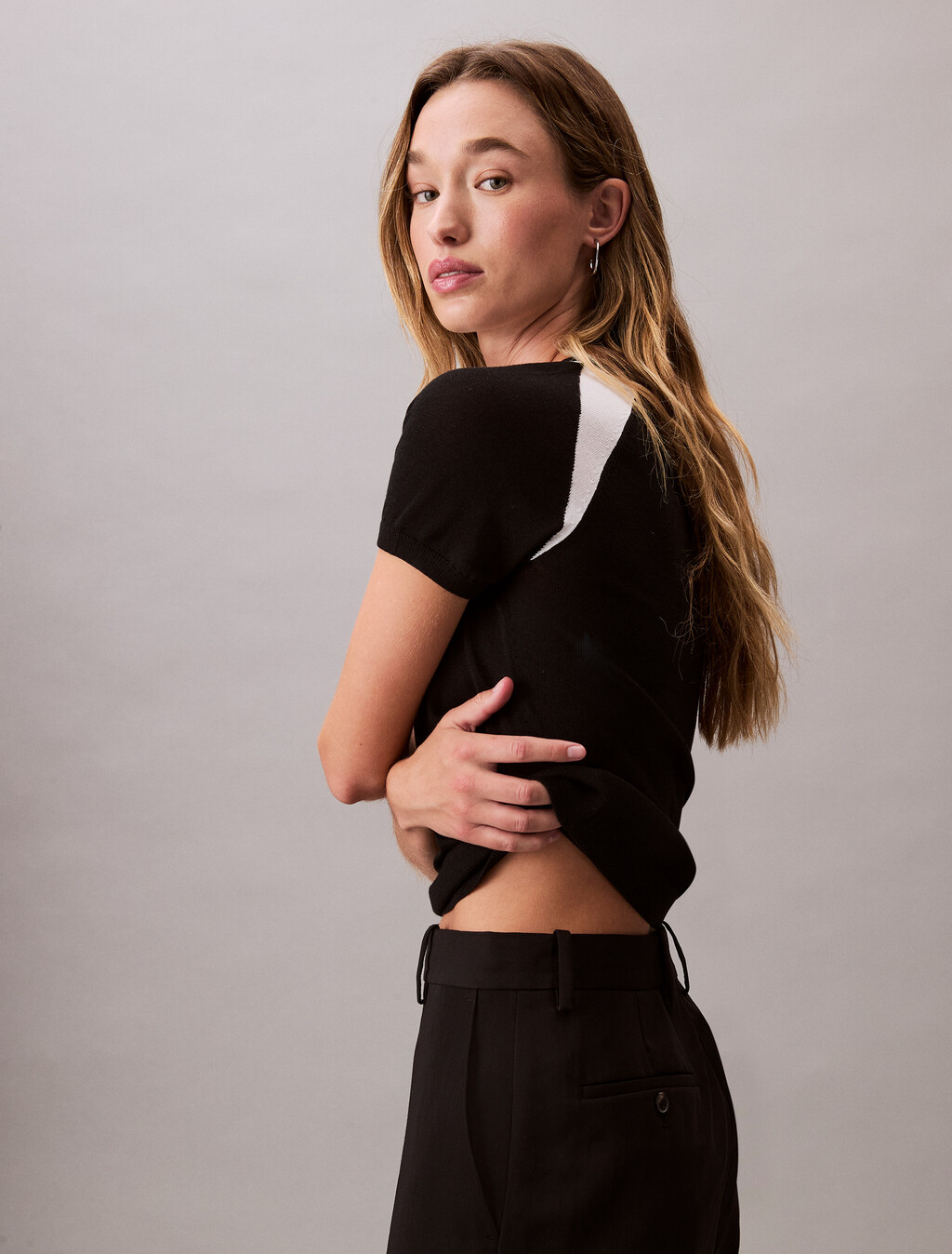 Contrast Logo Graphic Slim T-Shirt, Black, hi-res