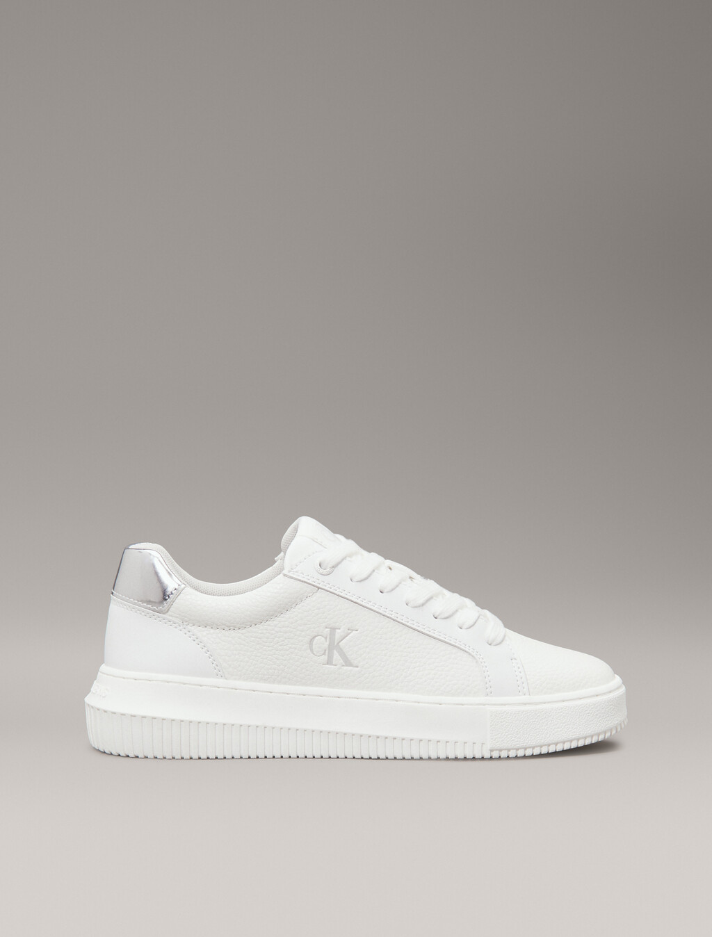 Leather Trainers, Bright White/Silver, hi-res
