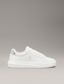 Leather Trainers, Bright White/Silver, hi-res