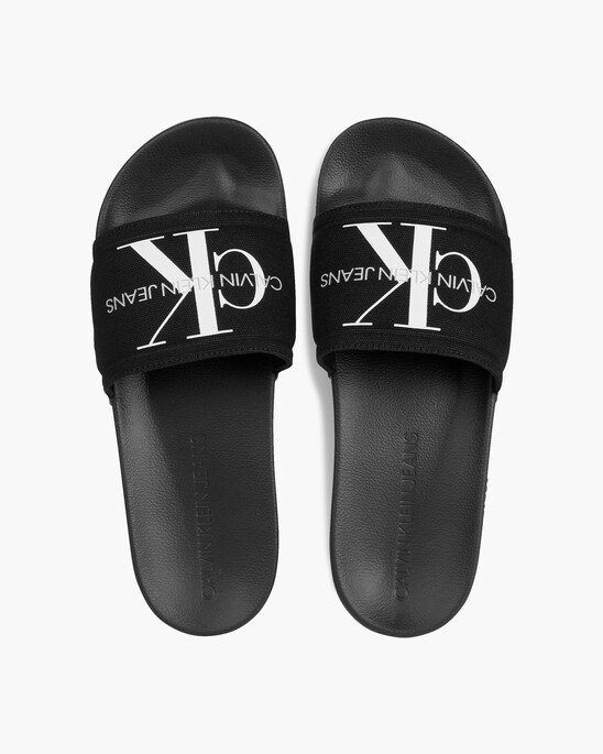 MONOGRAM COTTON SLIDES