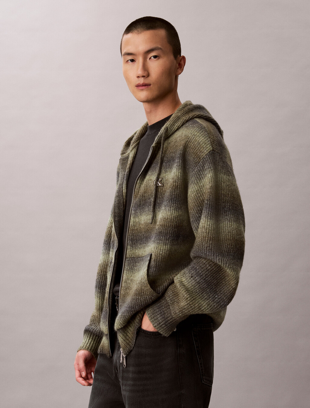Ombr&eacute; Zip-Up Hoodie, Olive Night, hi-res