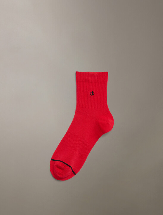 Basic Logo Embroidery Quarter Sock