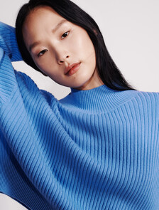 Cropped Cashmere Crewneck Sweater, Bel Air Blue, hi-res