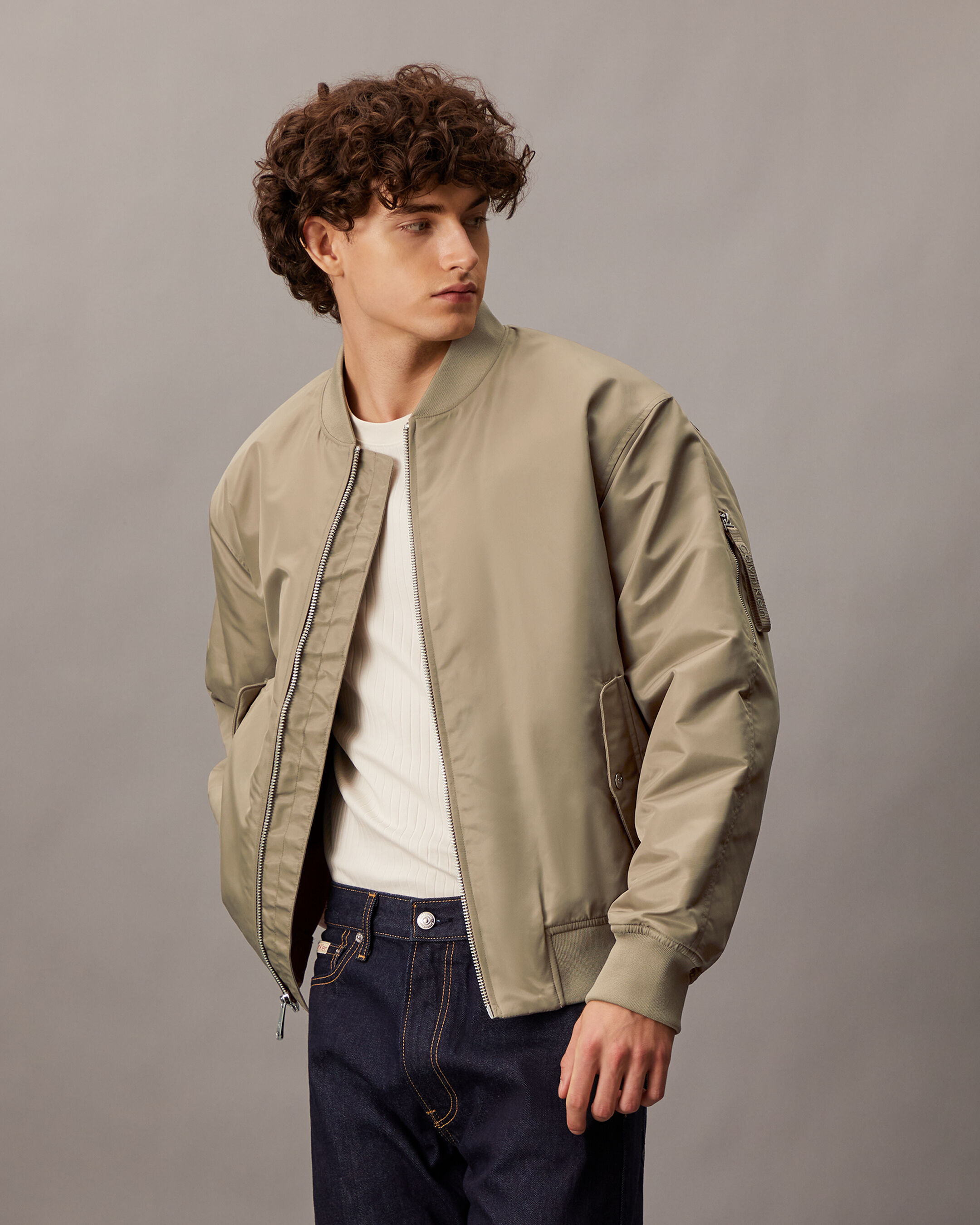 Padded Nylon Bomber Jacket brown Calvin Klein Malaysia