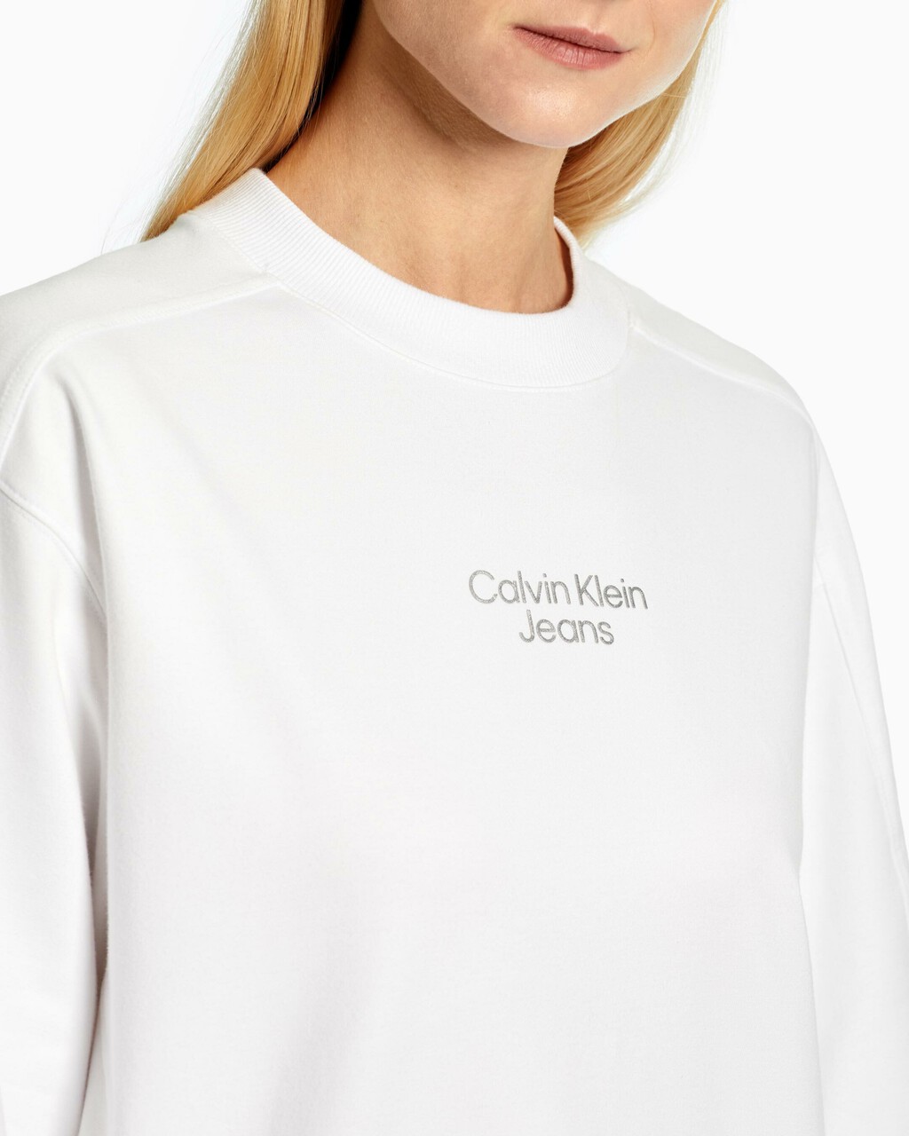 WHITE ON WHITE CROPPED SWEATSHIRT, Bright White, hi-res