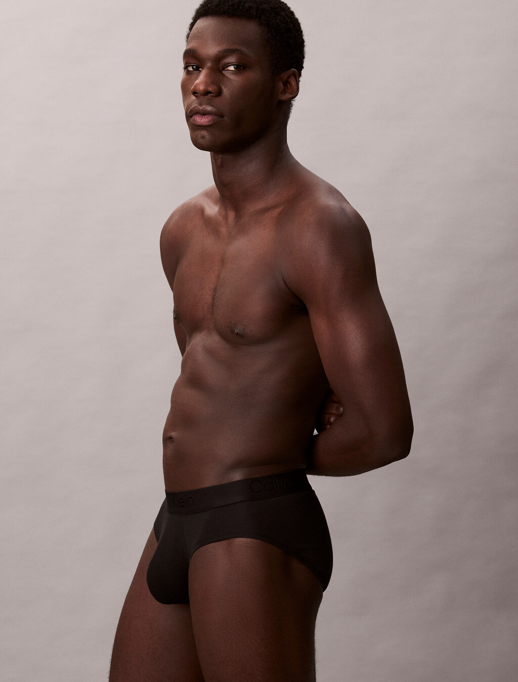 CK Black Cotton Stretch Hip Brief, Black, hi-res