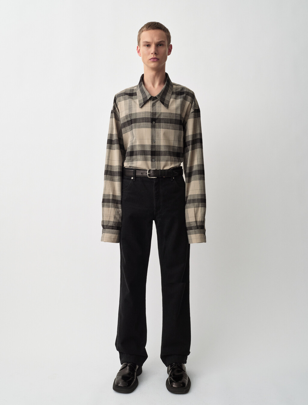 Blakely Plaid Button-Down Shirt, Black, hi-res