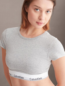 Icon Cotton T-Shirt Bralette, Grey Heather, hi-res