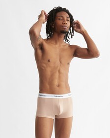 MODERN COTTON STRETCH NATURAL LOW RISE TRUNKS 3 PACK, Black/Warm Bronze/Cedar, hi-res