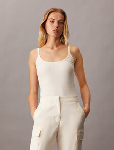 Button Strap Rib Knit Vest, Ivory, hi-res