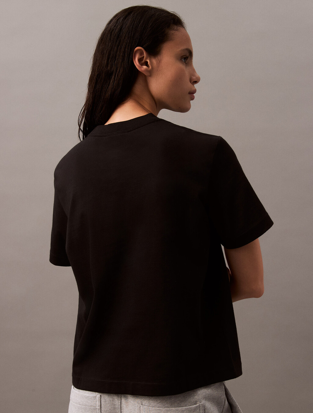 Relaxed Standard Logo Crewneck Tee, Black, hi-res