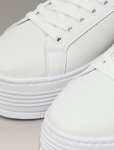 Leather Platform Trainers, Triple Bright White, hi-res