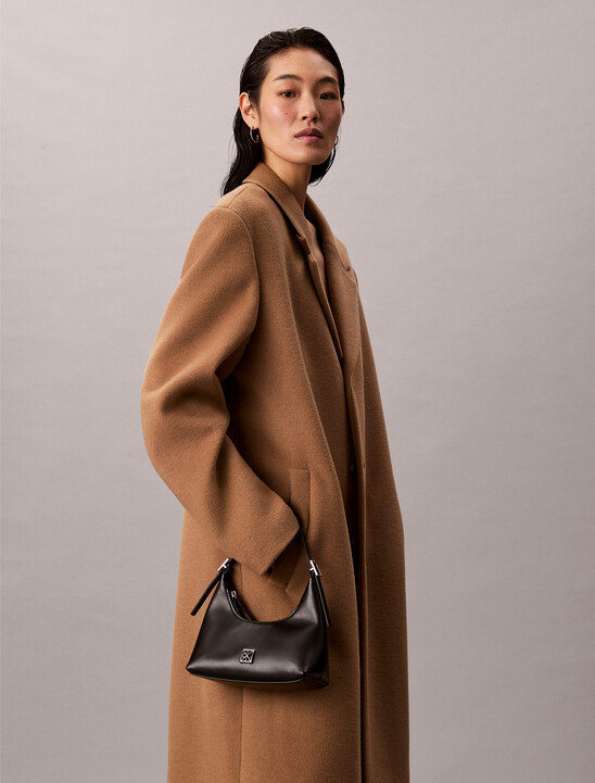 Monogram Logo Emblem Leather Small Shoulder Bag