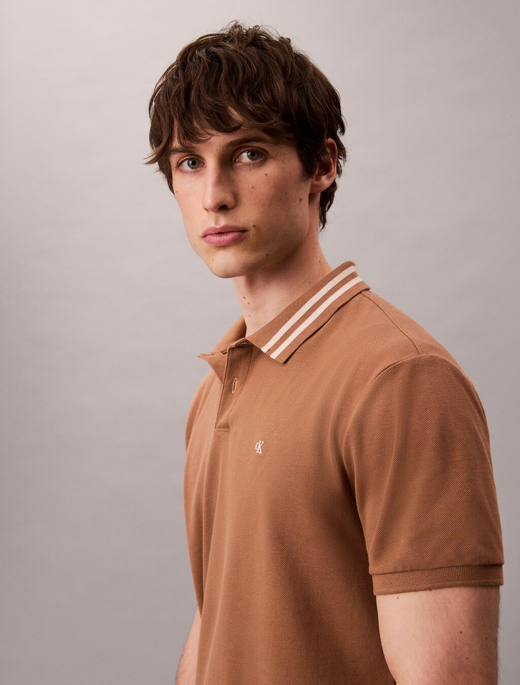 Monogram Logo Pique Tipped Classic Polo Shirt, Tigers Eye, hi-res