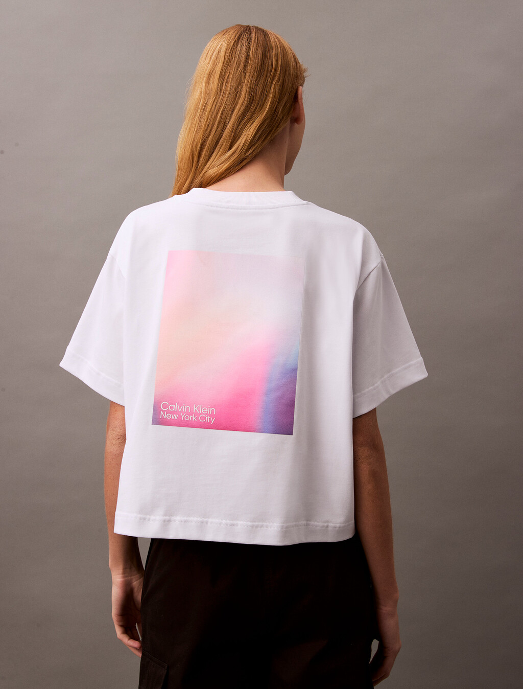 Cropped Iridescent Print T-shirt, Brilliant White, hi-res