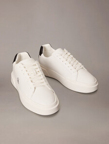 Leather Durable Traction NYC Trainers, White/Black/White, hi-res