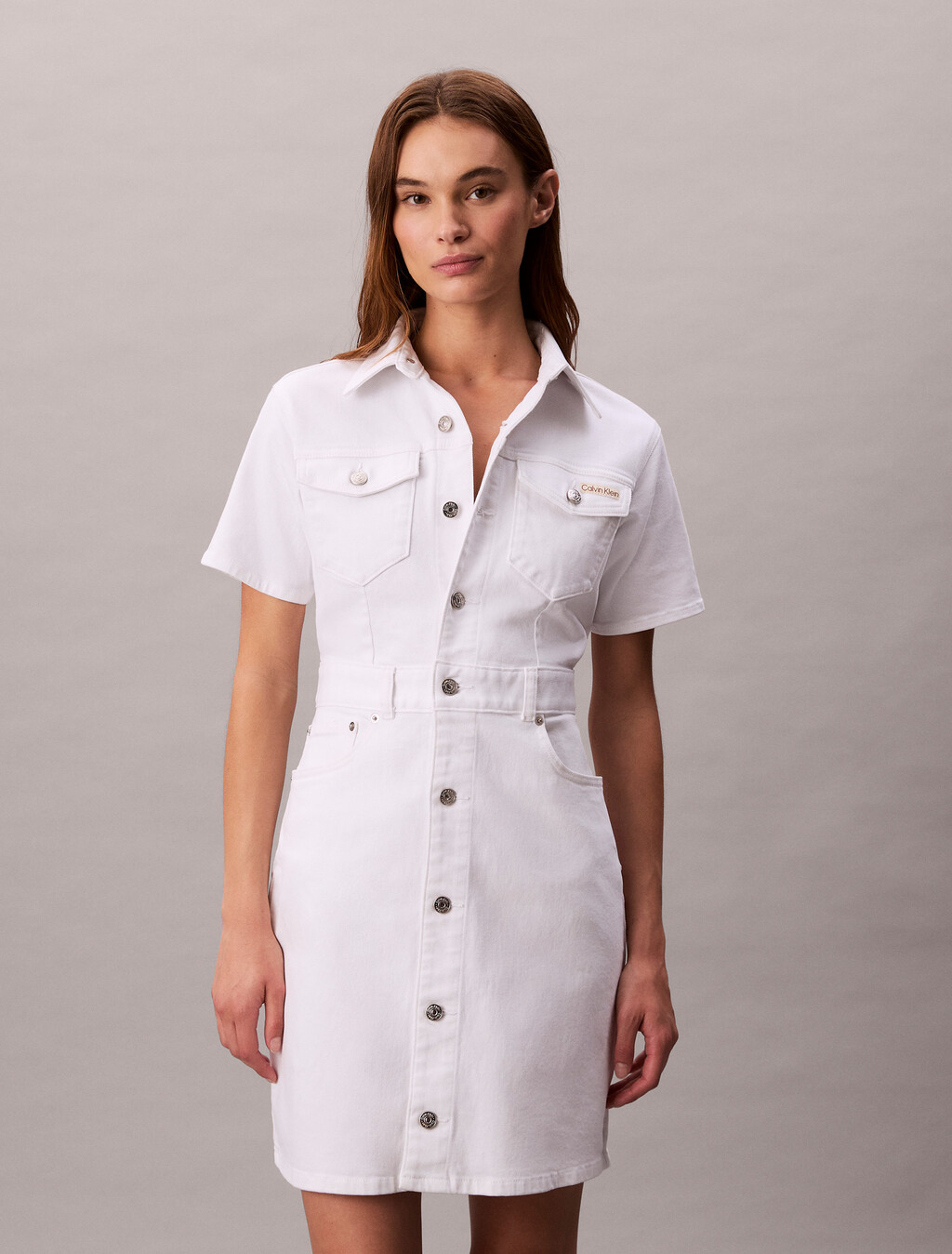 Trucker Dress, OPTIC WHITE, hi-res