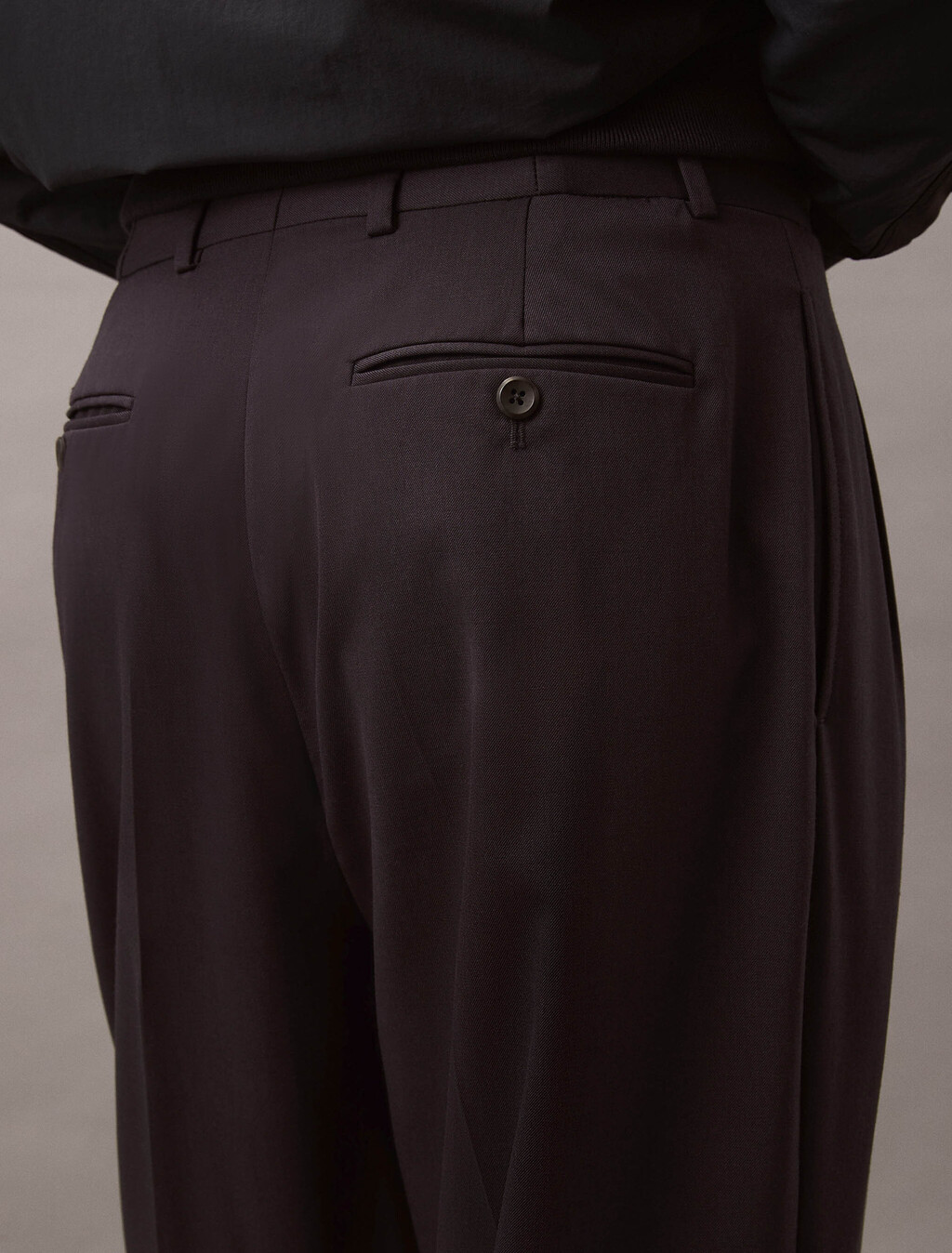 Wool Straight Pleated Trousers, Vulcan, hi-res