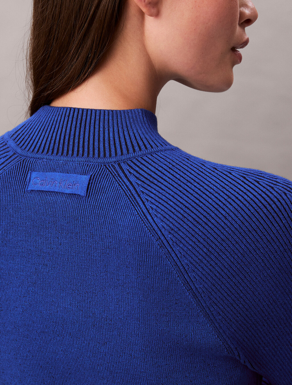 Tech Knit Ribbed Mock Neck Sweater, Cobalt Combo, hi-res