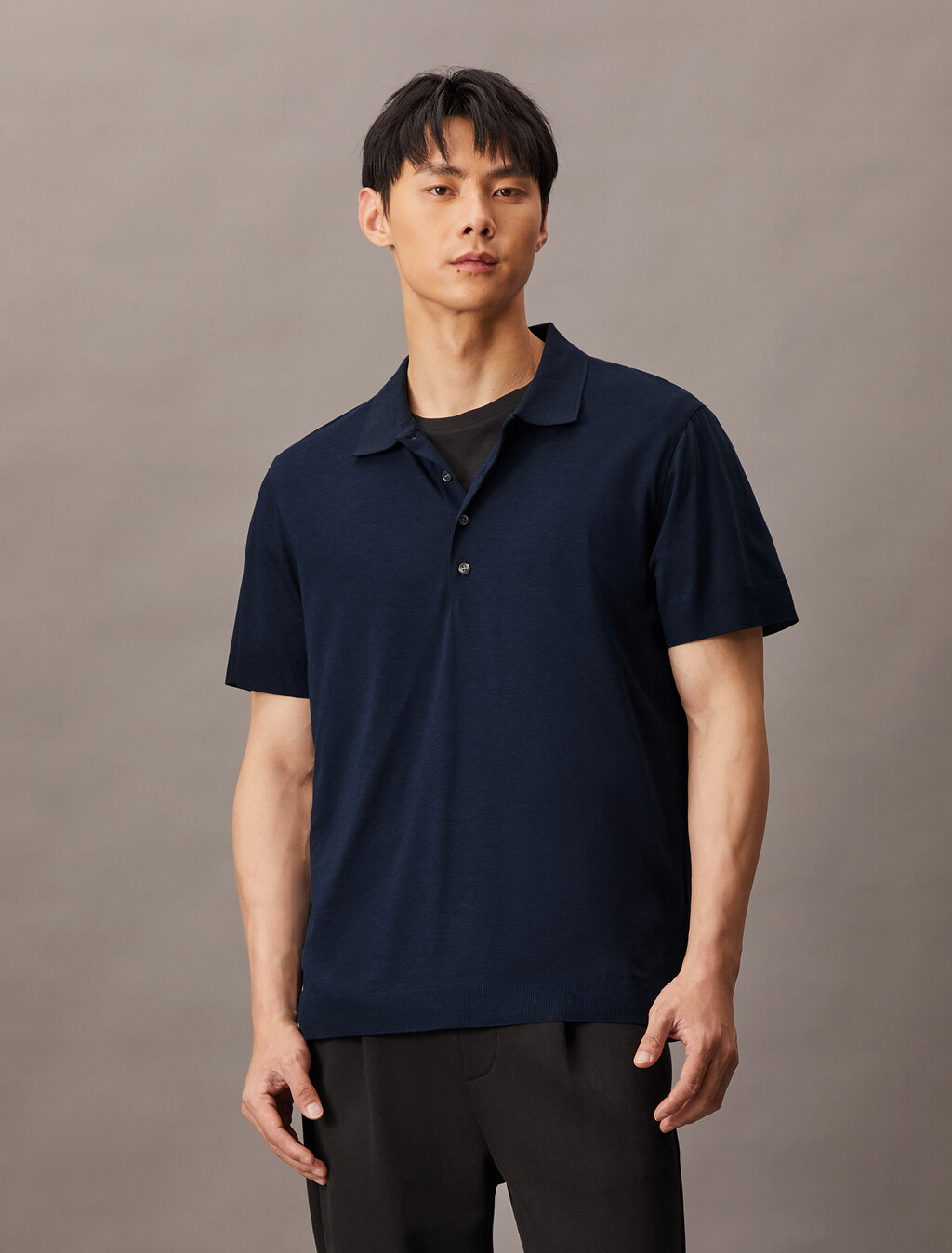 Fine Knit Lyocell Blend Polo Shirt, Dark Sapphire, hi-res