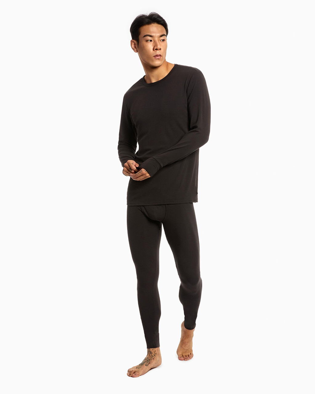 EMBOSSED ICON LONG JOHNS, Black, hi-res