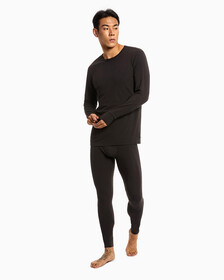 EMBOSSED ICON LONG JOHNS, Black, hi-res