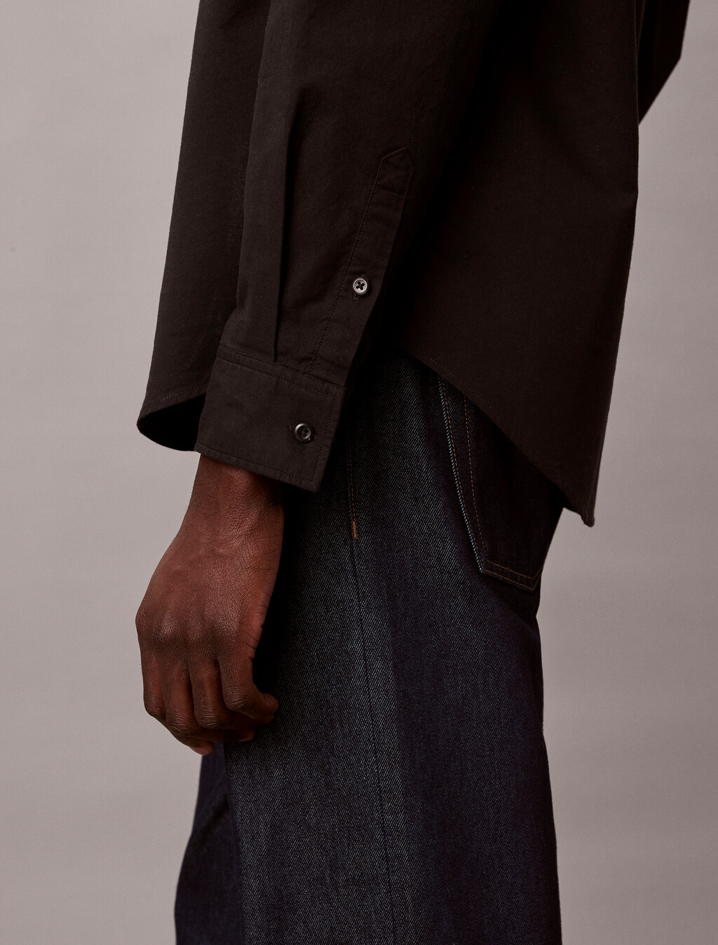 Oxford Cotton Shirt, Black, hi-res