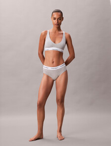 Unlined Triangle Bralette - Icon Cotton Modal, Grey Heather, hi-res