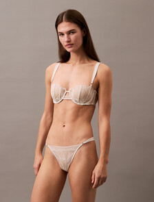CK Black Floral String Thong, Chalk, hi-res