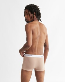 MODERN COTTON STRETCH NATURAL LOW RISE TRUNKS 3 PACK, Black/Warm Bronze/Cedar, hi-res