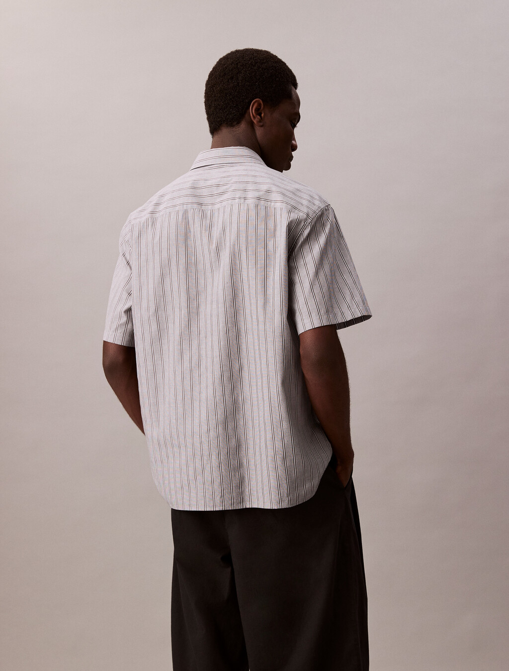 Textured Stripe Short Sleeve Shirt, Black, hi-res
