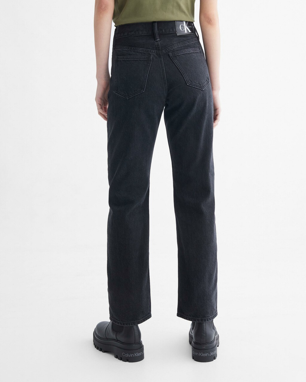 Sustainable High Rise Straight Jeans, black