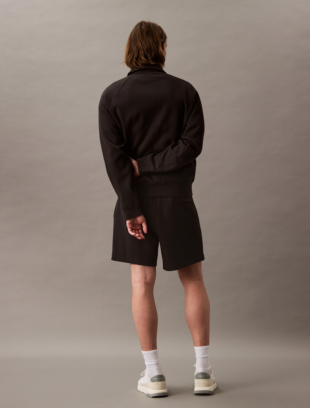 Double Rib Knit Monogram Embroidery Short, Black, hi-res