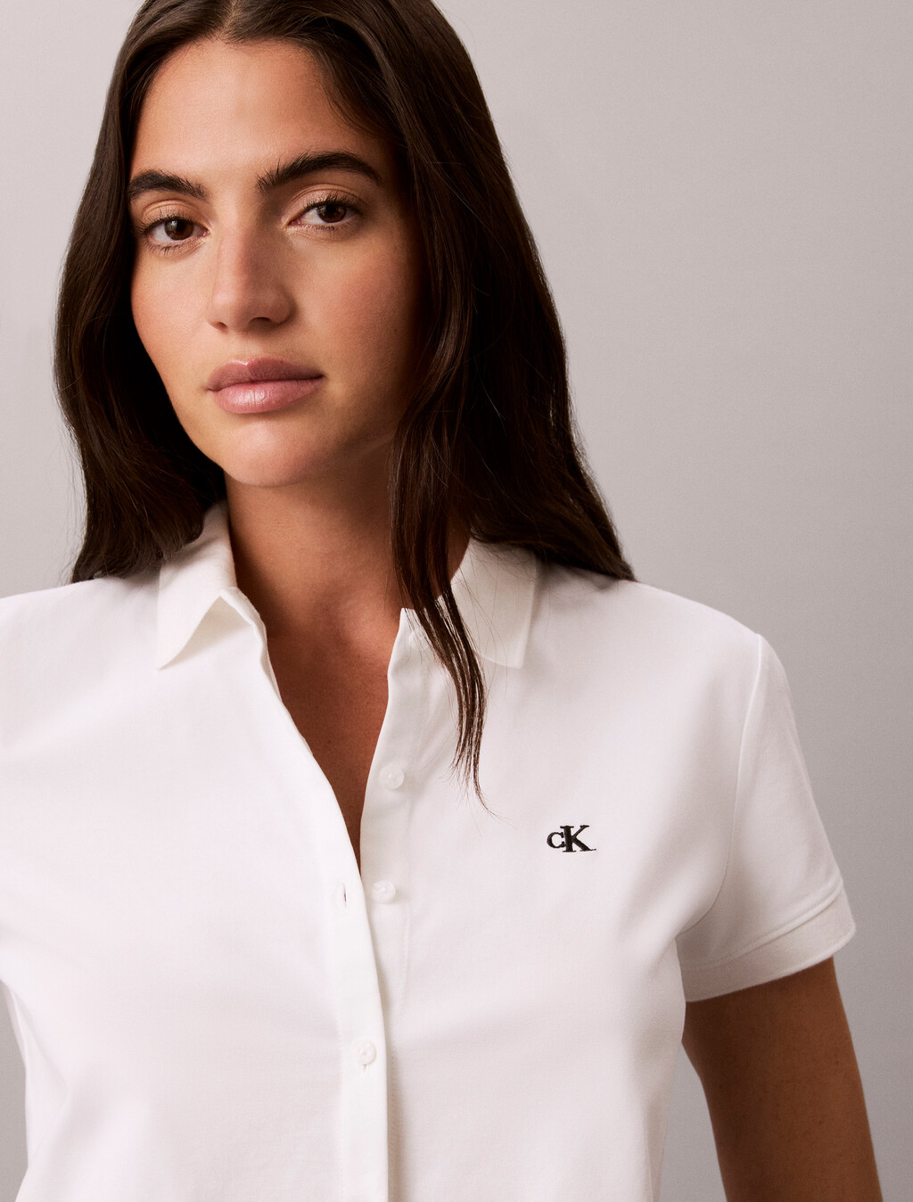 Cooling Jersey Cropped Polo, Bright White, hi-res