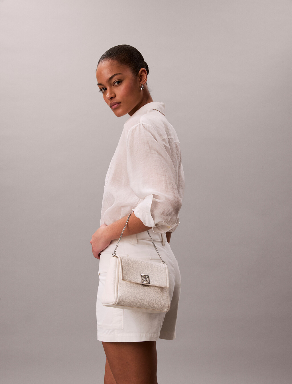 Pebble Grain Crossbody Bag, White Alyssum, hi-res
